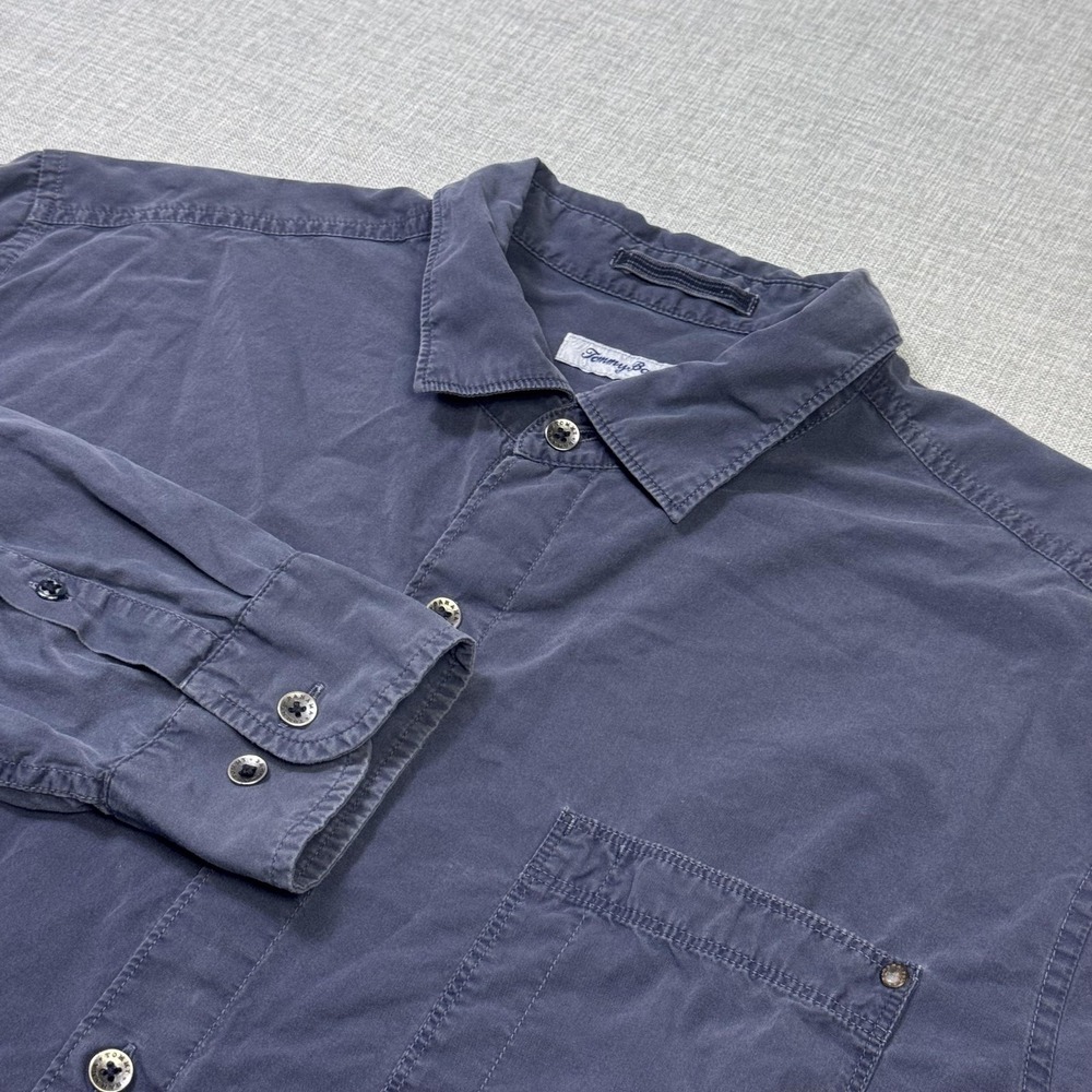 Tommy Bahama Button-Up Shirt Mens XL Blue Long Sleeve Relaxed Cotton Pockets